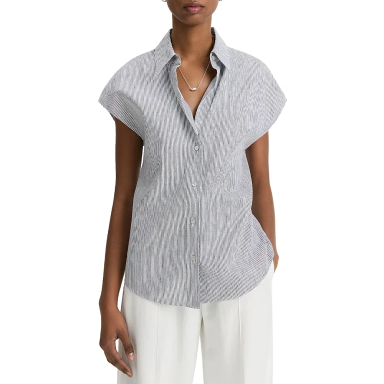Vince Ticking Stripe Linen Top