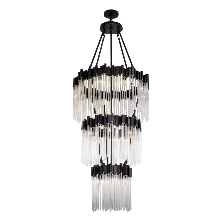 Matrix 18-Light Chandelier in Matte Black with French Gold