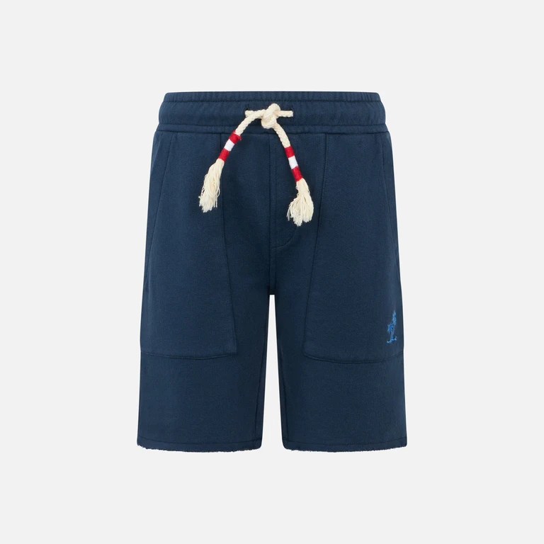 Mc2 Saint Barth Boy Cotton Navy Blue Bermuda Short Pant