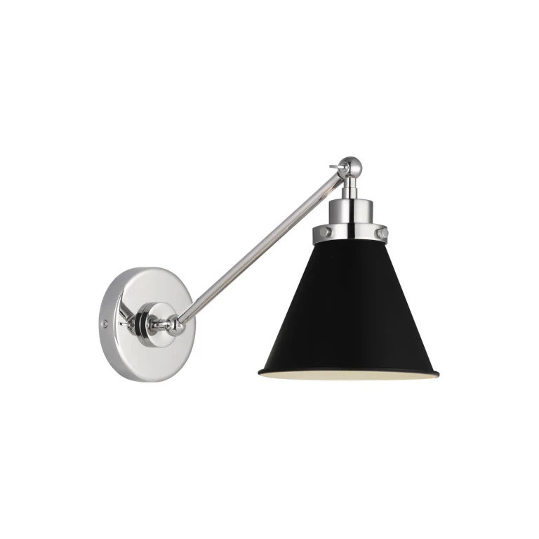 Visual Comfort Studio Wellfleet Wall Sconce in Midnight Black And Polished Nickel by Chapman & Myers