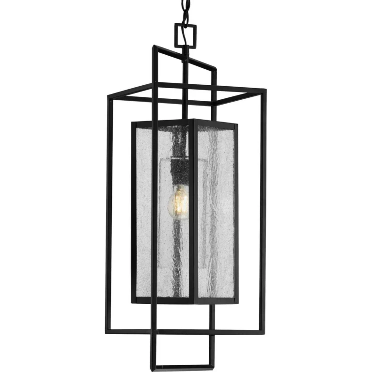 Matte Black One Light Hanging Lantern from the Navarre Collection