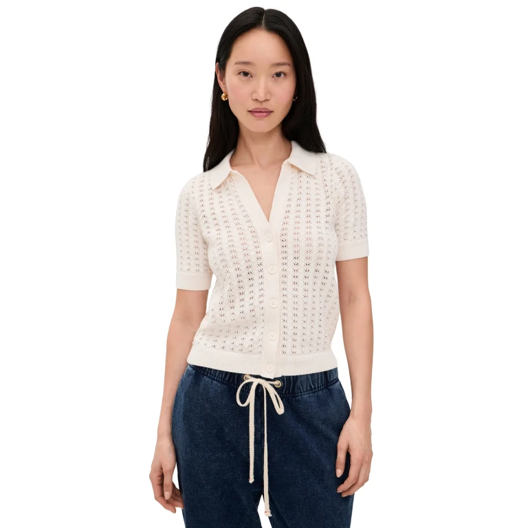 Marine Layer Piper Knit Resort Shirt Cream M