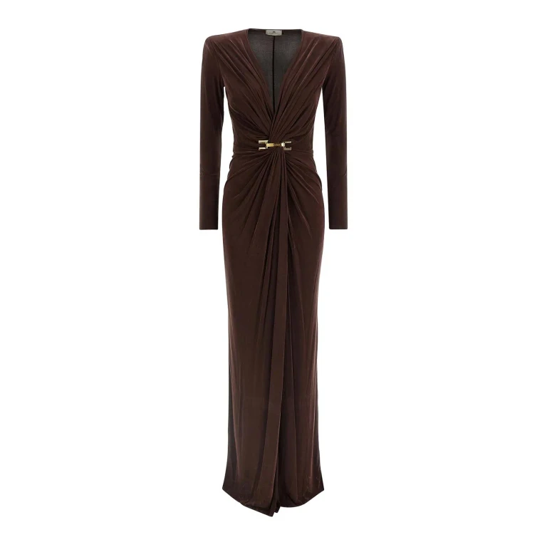 Elisabetta Franchi Brown Maxi Dress