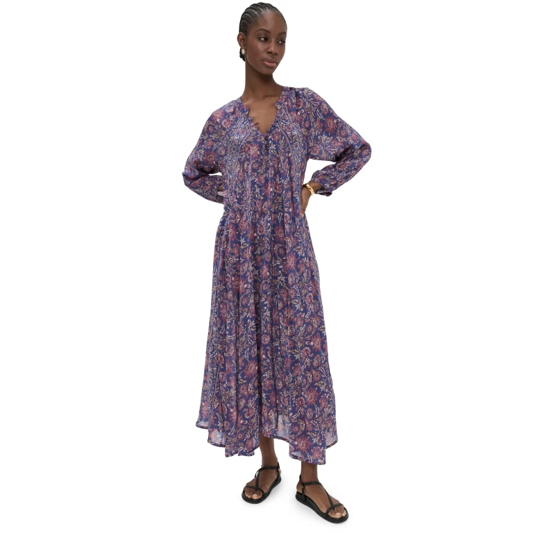 Natalie Martin Collection Fiore Maxi Dress Batik Stripe Pool M