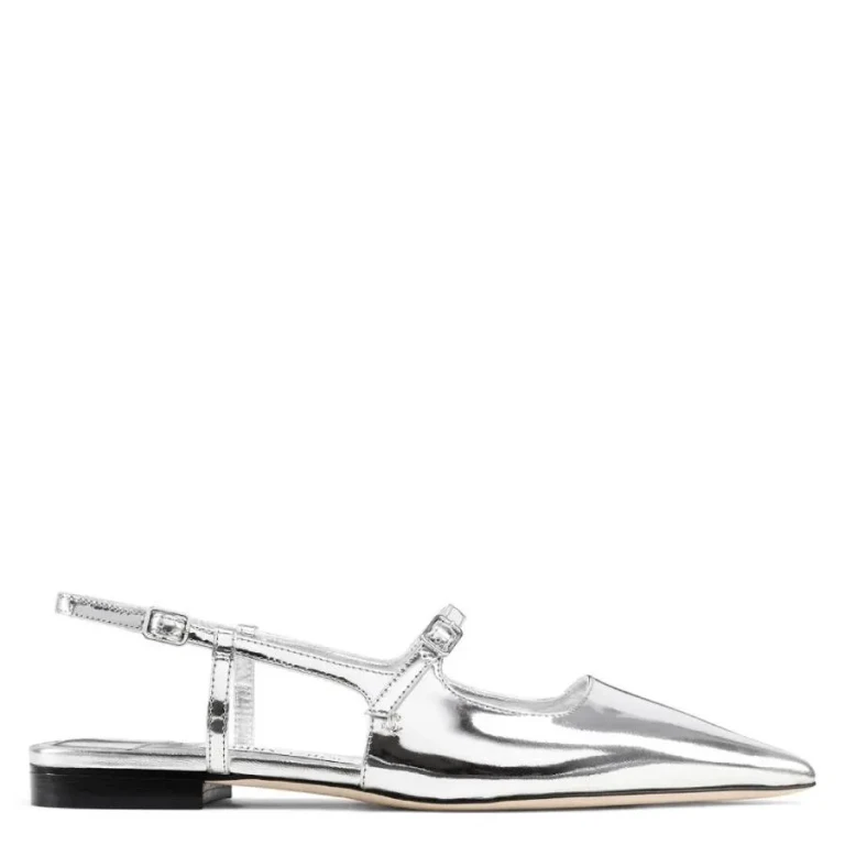 Jimmy Choo Silver Didi Leather Ballet Flats