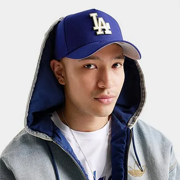 New Era Los Angeles Dodgers MLB Metal Logo 9FORTY A-Frame Snapback Hat in Royal/White