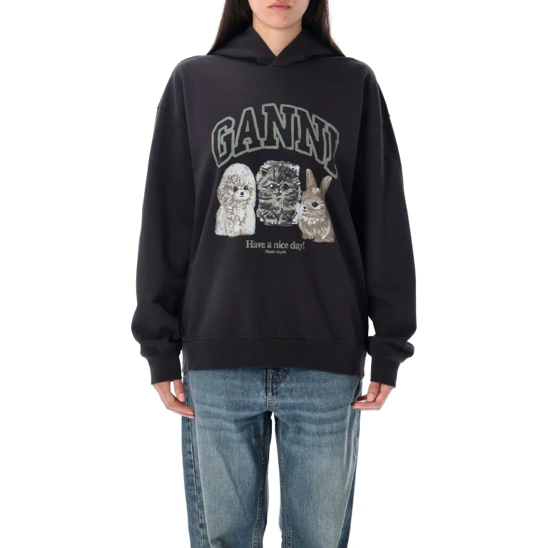Ganni Animals Print Hoodie