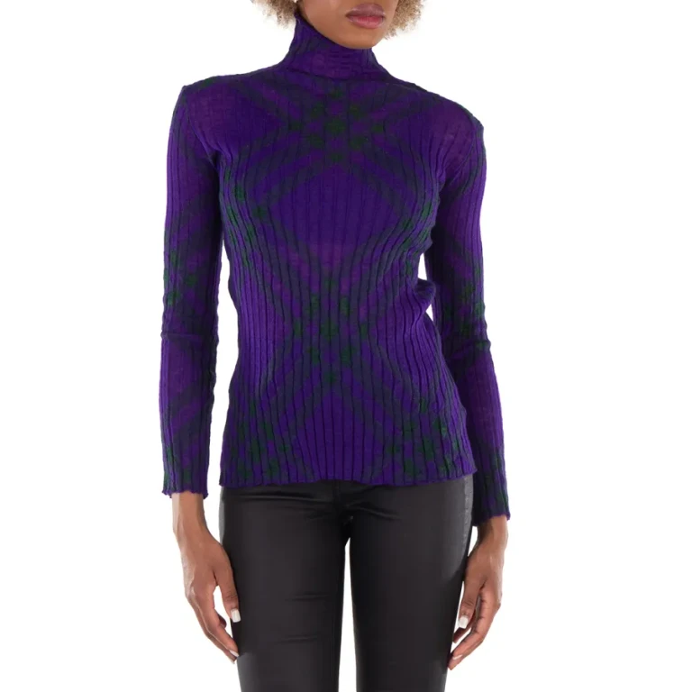 Burberry Check Pattern Long Sleeve Sweater