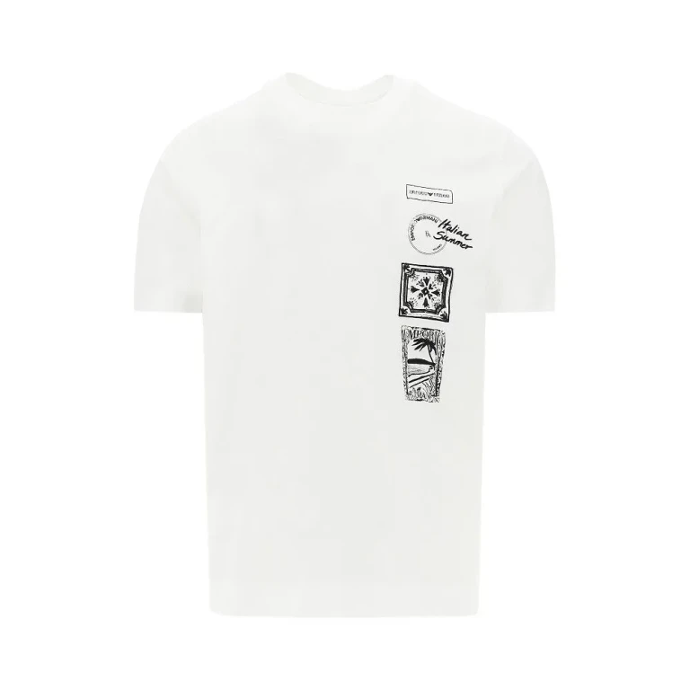 EMPORIO ARMANI Printed and embroidered T-shirt Man S