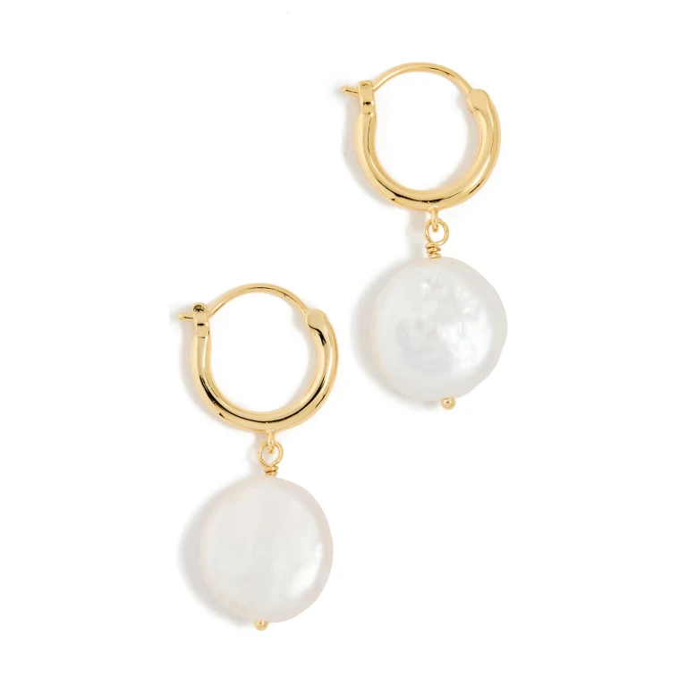 Gorjana Reese Pearl Huggies Gold One Size