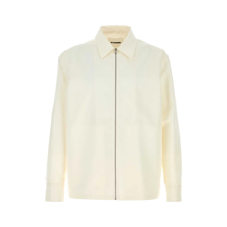 Jil Sander White Poplin Shirt Latte Cotone Seta Camicie - Men
