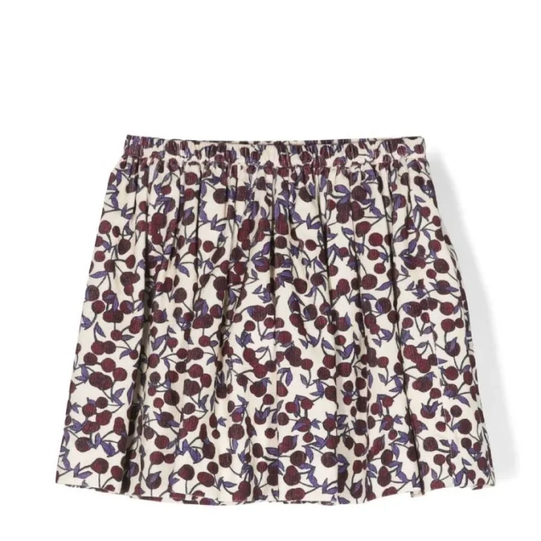 Bonpoint Kids Imprime Prune Cherry Print Corduroy Skirt
