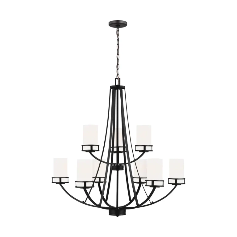 Sea Gull Robie 9-Light Rustic Chandelier in Midnight Black - 3121609-112