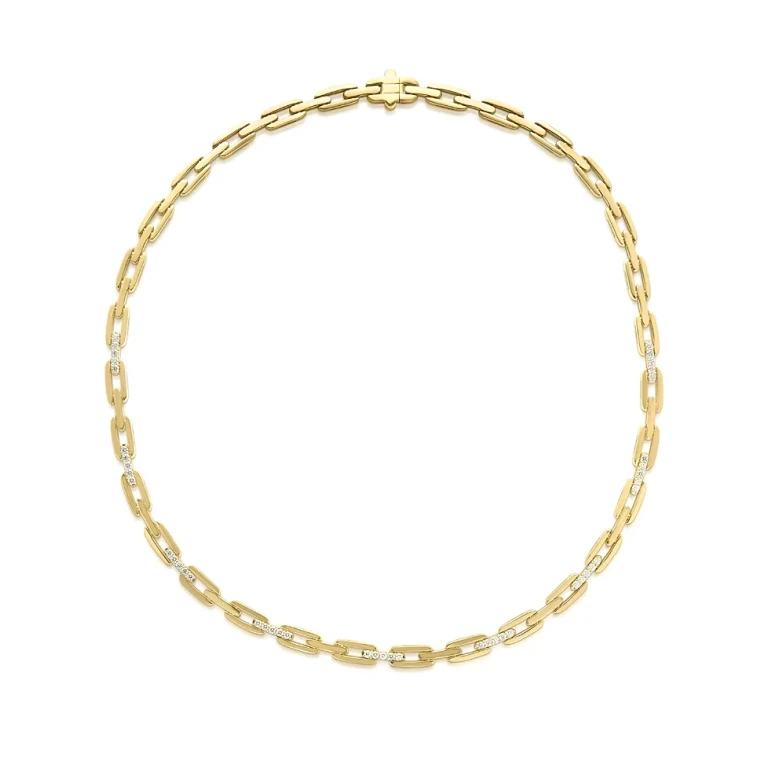 Roberto Coin 18K Yellow Gold Navarra Diamond Open Chain Link Collar Necklace, 18