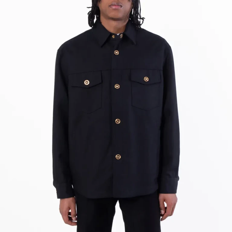 Versace Black Wool Cavalry Blouson Overshirt