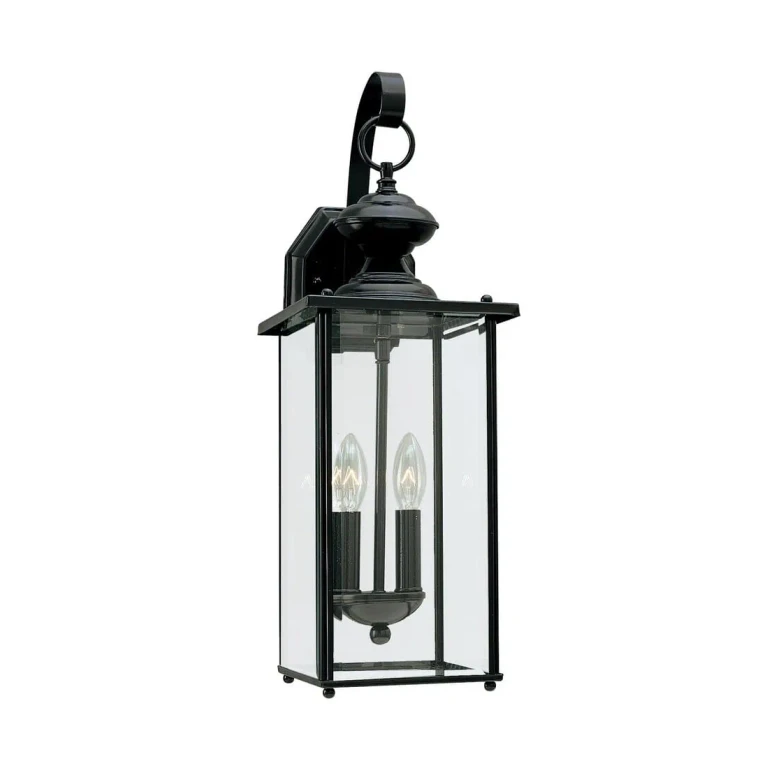 Black Two Light Outdoor Wall Lantern from the Jamestowne Collection