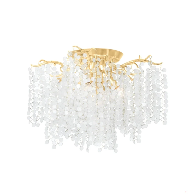Gold Leaf Five Light Semi Flush Mount from the Genoa Collection