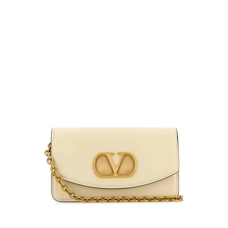 Valentino Garavani Ivory Leather Vlogo Signature Shoulder Bag Butterwhite Borse A Tracolla - Women
