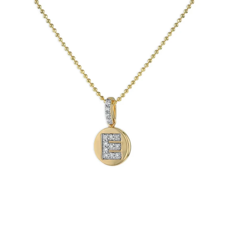 Diamond Accent Initial Pendant Necklaces in 14K Yellow Gold, 0.05-0.10 tcw