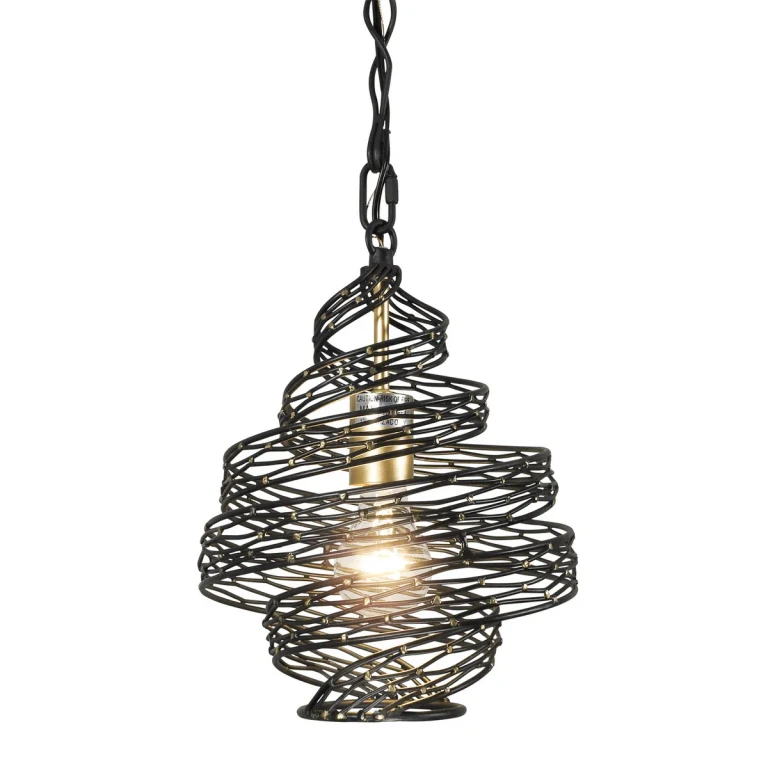 Matte Black French Gold Mini Pendant from the Flow Collection