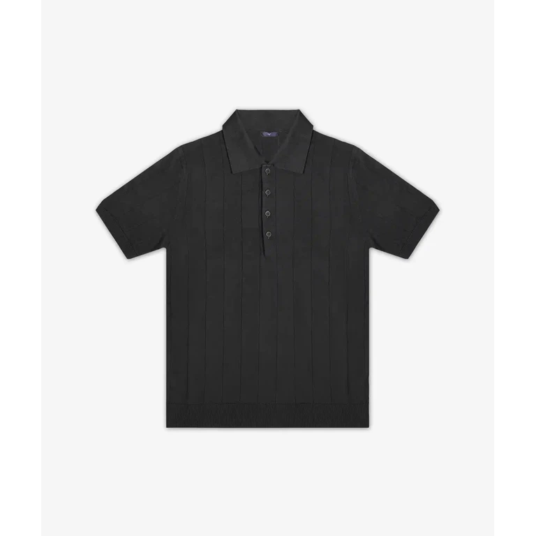 Larusmiani Linen And Cotton Polo Saint Tropez Black Knitwear - Men