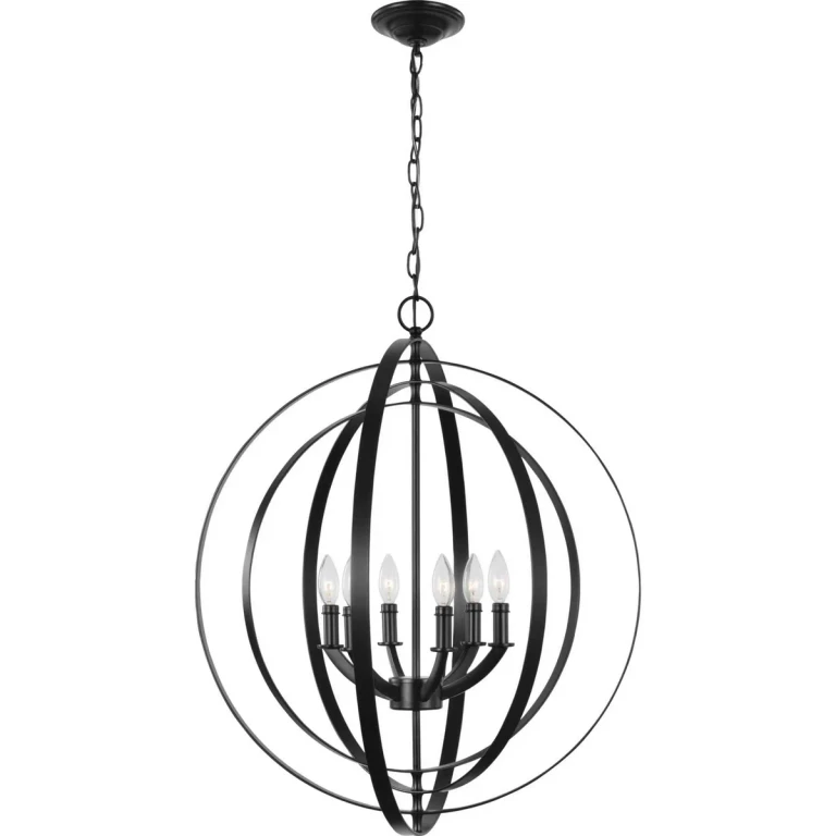 Black Six Light Pendant from the Equinox Collection
