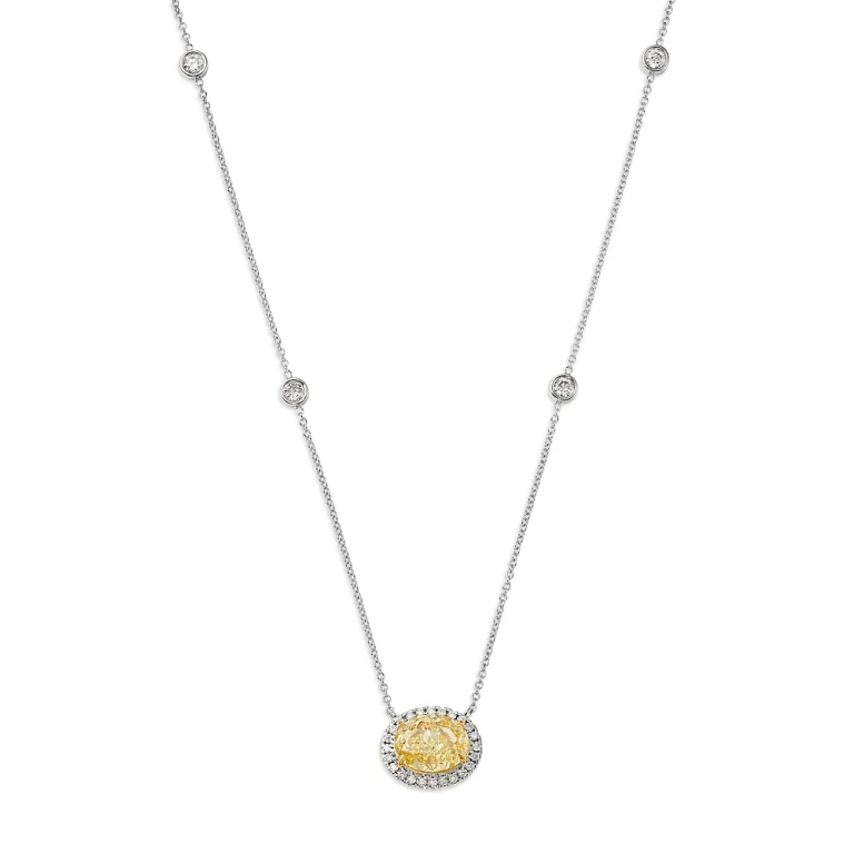 Luxe Collection Certified Lab Grown Diamond Pendant Necklace in 14K White & Yellow Gold, 2.23 tcw
