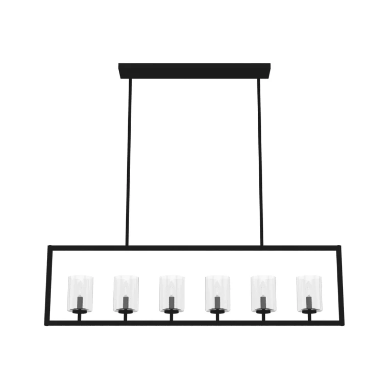 Natural Black Iron Six Light Linear Chandelier from the Kerrison Collection