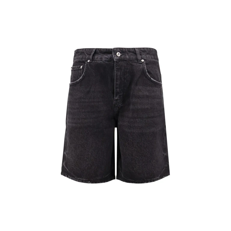 REPRESENT Black Denim Shorts With R Logo Imprinted On The Back For Men