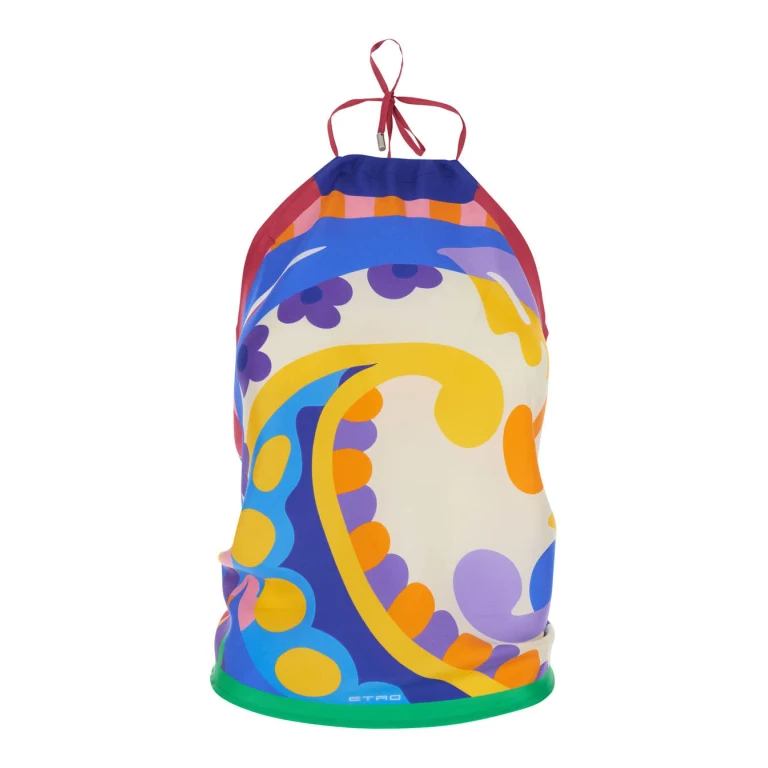 Etro Multicolor Silk Top With All-over Paisley Motif For Women