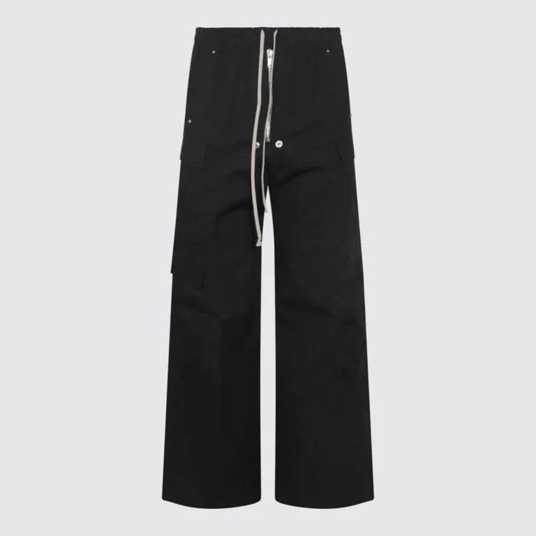 Rick Owens Black Cotton Cargobelas Pants
