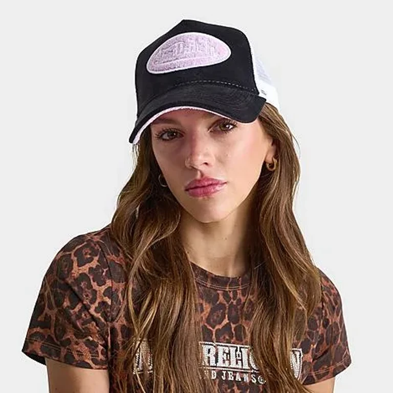 Von Dutch Chenille Trucker Hat in Black