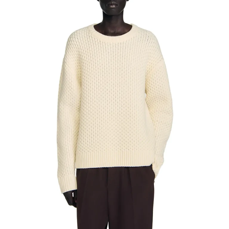 Sandro Wool Fine Knit Crewneck Sweater
