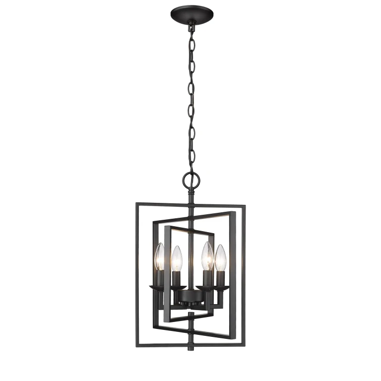 Matte Black Four Light Pendant from the Nellis Collection