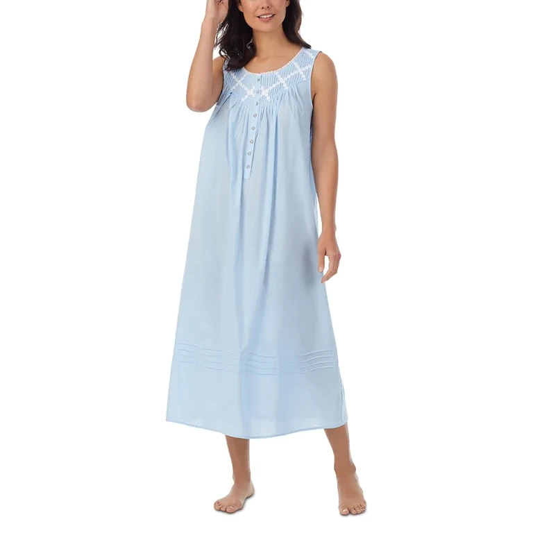 Eileen West Cotton Pintucked Lace Trim Ballet Nightgown