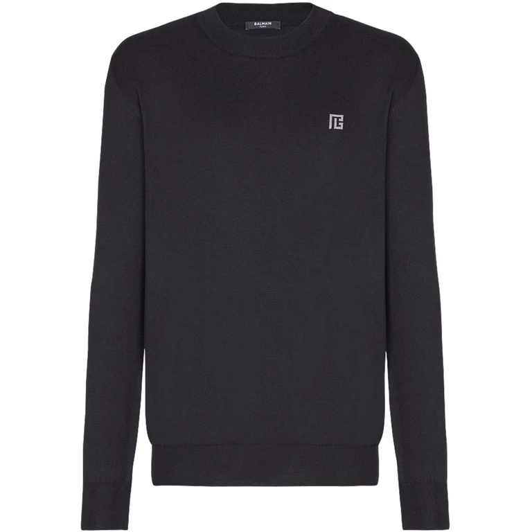 Balmain Paris Classic Crew Neck Sw Black Felpa - Men
