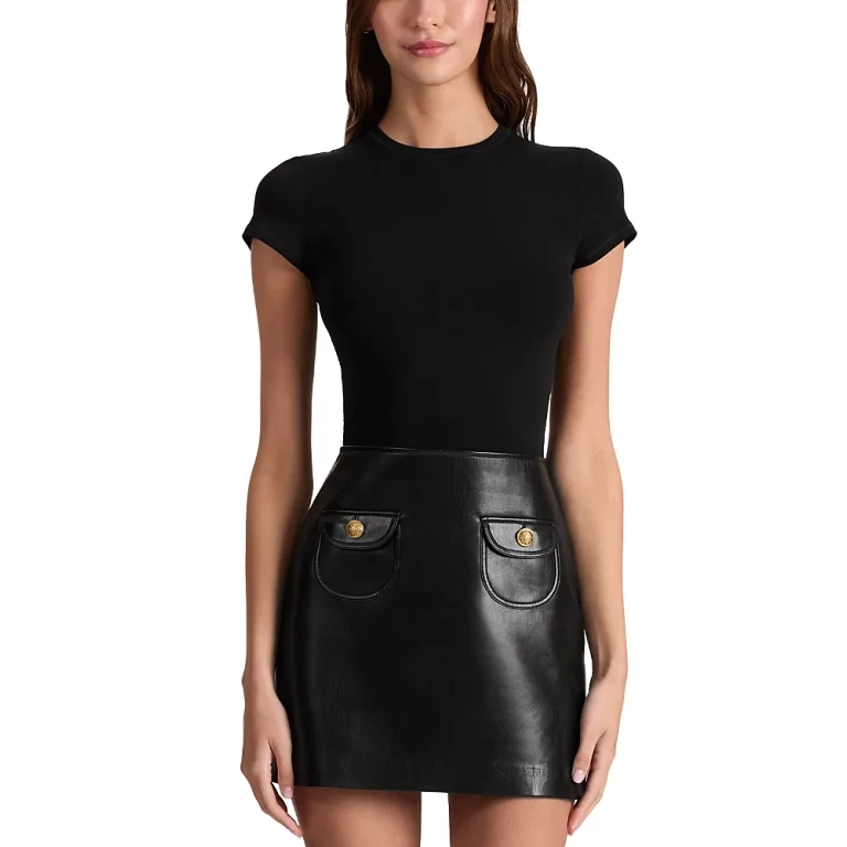Alice and Olivia Sydney Faux Leather A Line Mini Dress