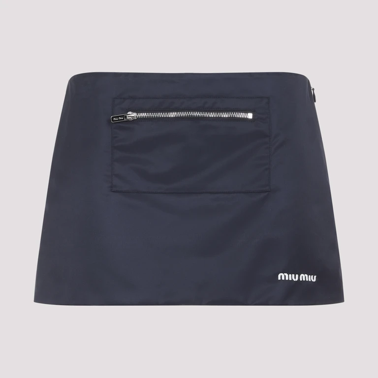 Miu Miu Mini Skirt Blue Polyamide - Women