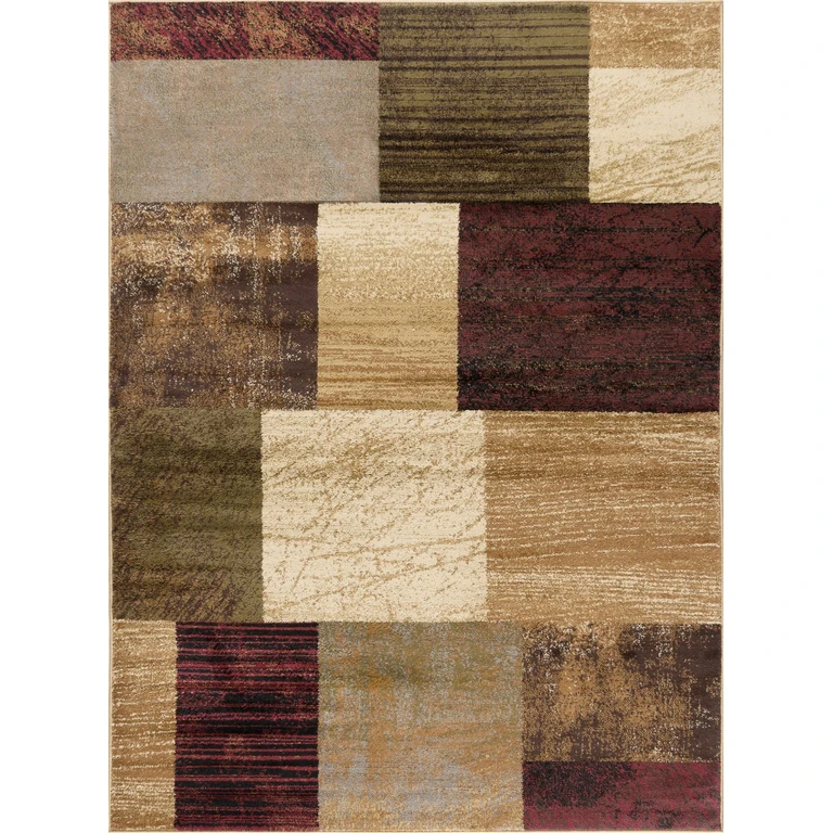 Elegance 5 x 7 Brown, Red, and Green Area Rug