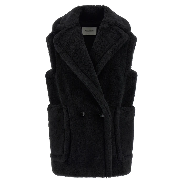 Black Alpaca Leather Sleeveless Jacket Clothing - Women