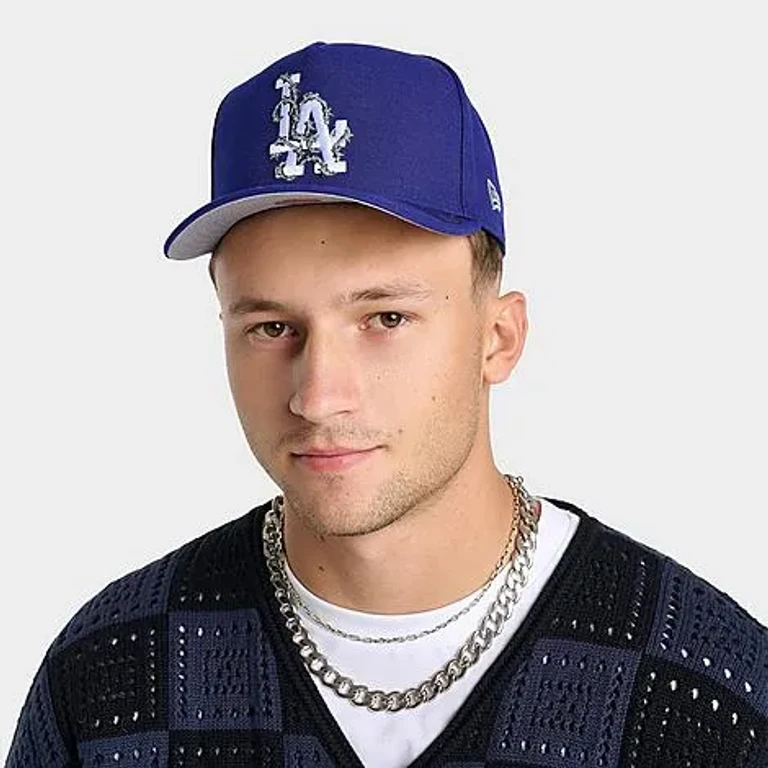 New Era Los Angeles Dodgers MLB Wired 59FIFTY A-Frame Fitted Hat in Dark Royal/Grey Size: 7 1/2