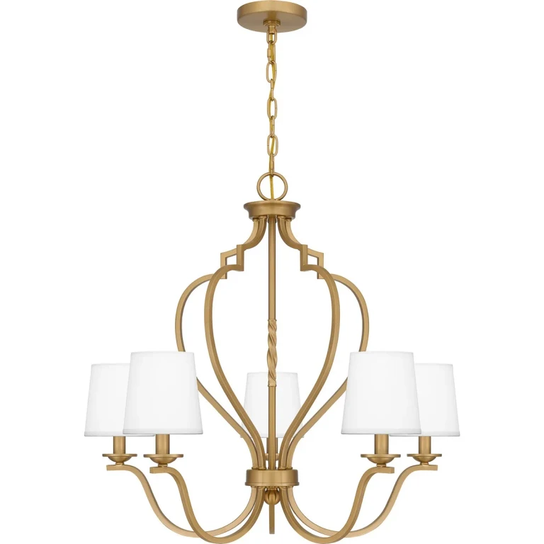 Brushed Weathered Brass Five Light Chandelier from the Wilkins Collection