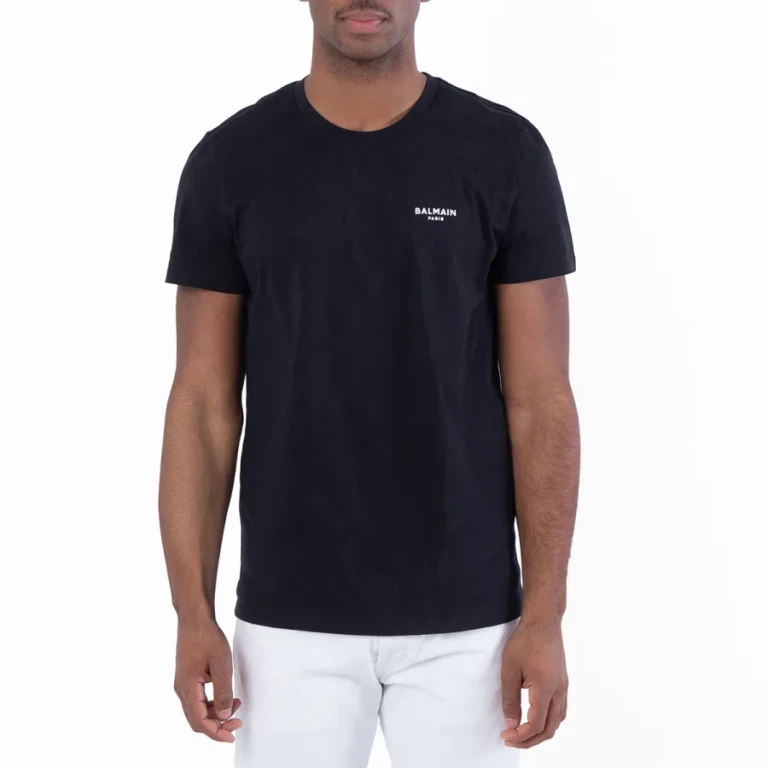 Balmain Small Flock Logo Print T Shirt
