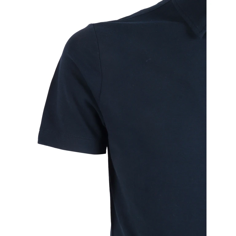 Slowear Zanone SHORT SLEEVE POLO Blue Cotton Shirt - Men