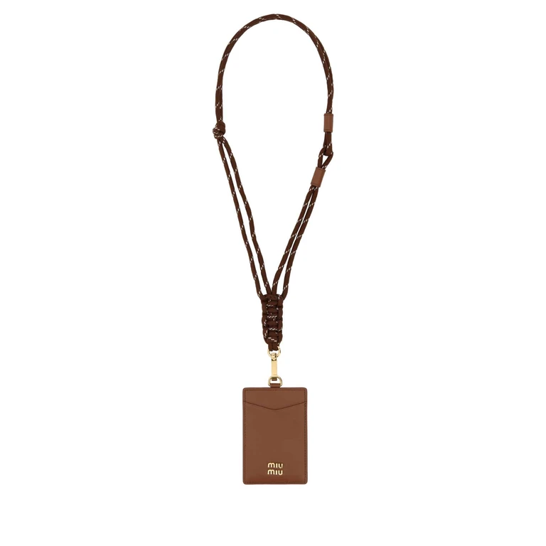 Miu Miu Brown Leather Card Holder Cognactabacco Portafogli - Women