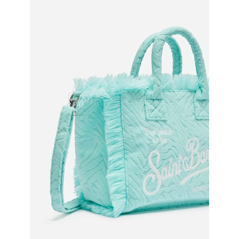 Mc2 Saint Barth Colette Sponge Water Green Zebra Embossed Terry Handbag Bag - Unisex