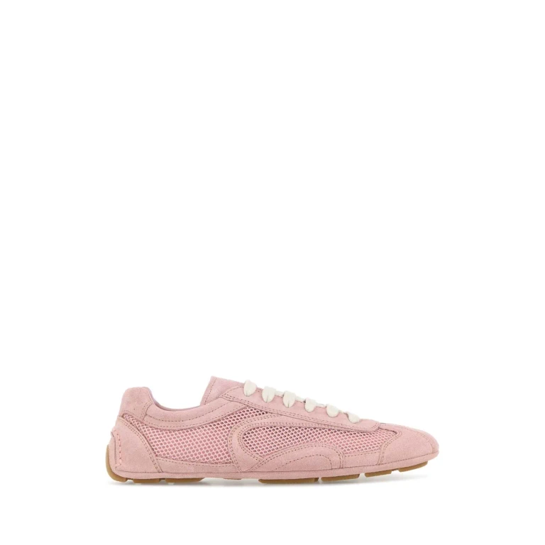 Prada Pink Suede And Mesh Montecarlo Sneakers