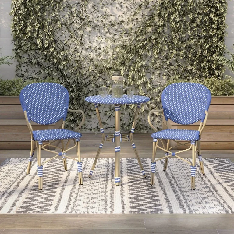 Sunny Blue 3 Piece Outdoor Dining Set