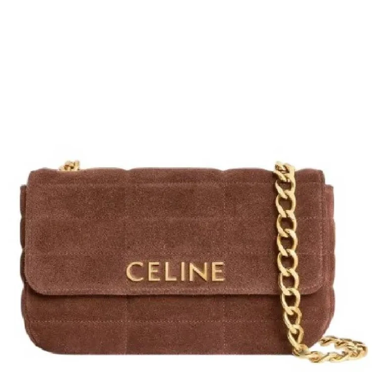 Celine Logo Monochrome Matelasse Shoulder Bag