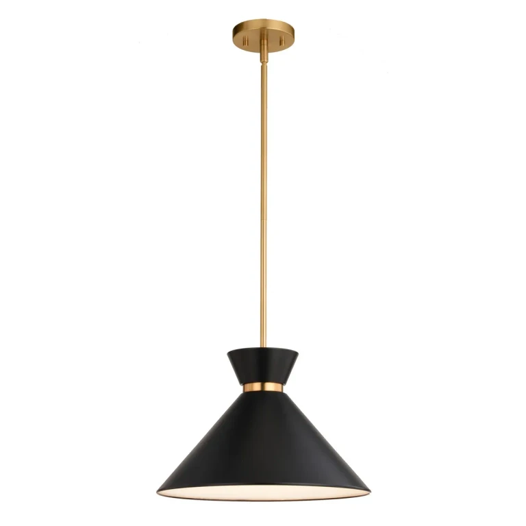 Matte Black and Natural Brass Pendant from the Racine Collection